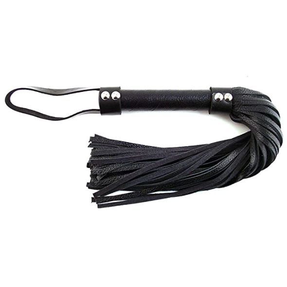 Flogger de cuero estilo H negro