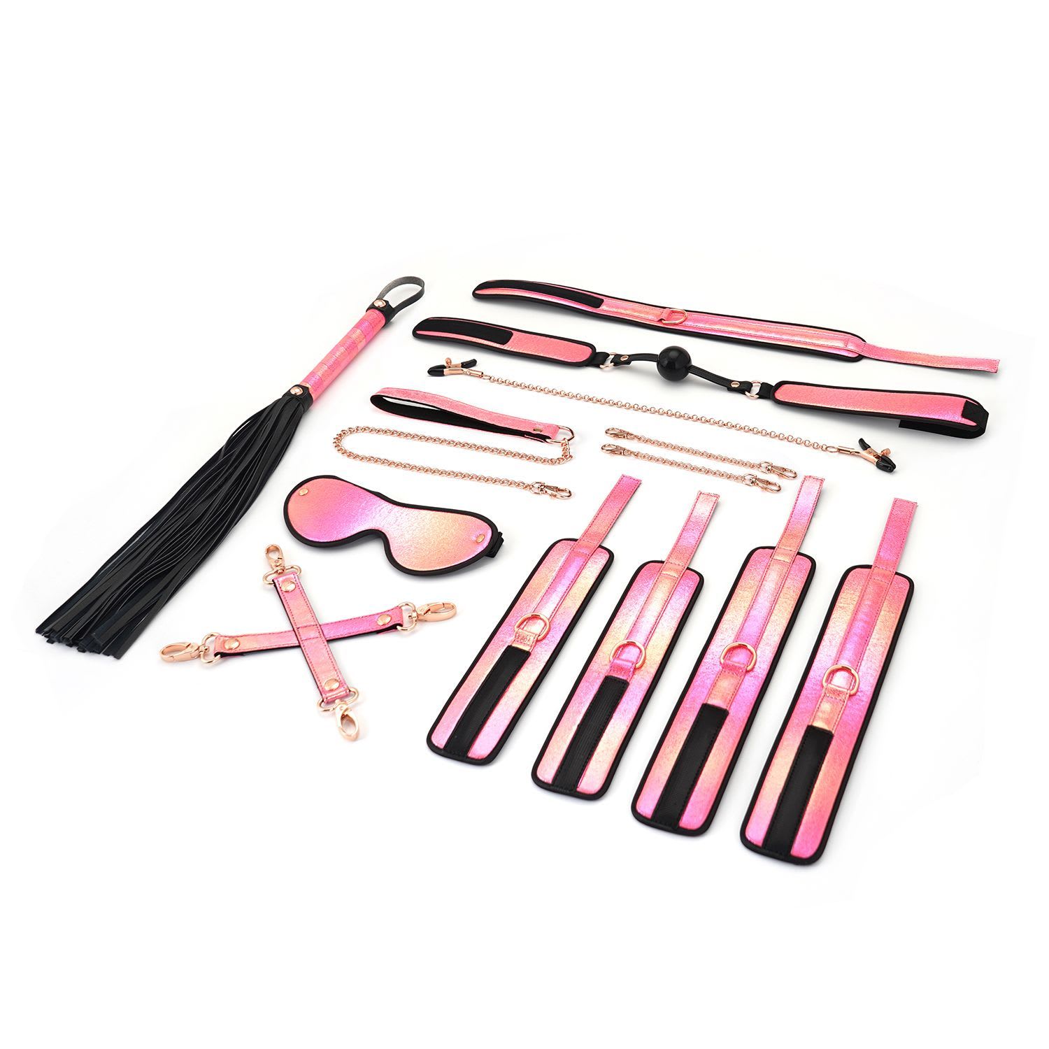 Conjunto de 8 piezas Vivid Sakura - Conjunto de bondage suave y brillante en rosa