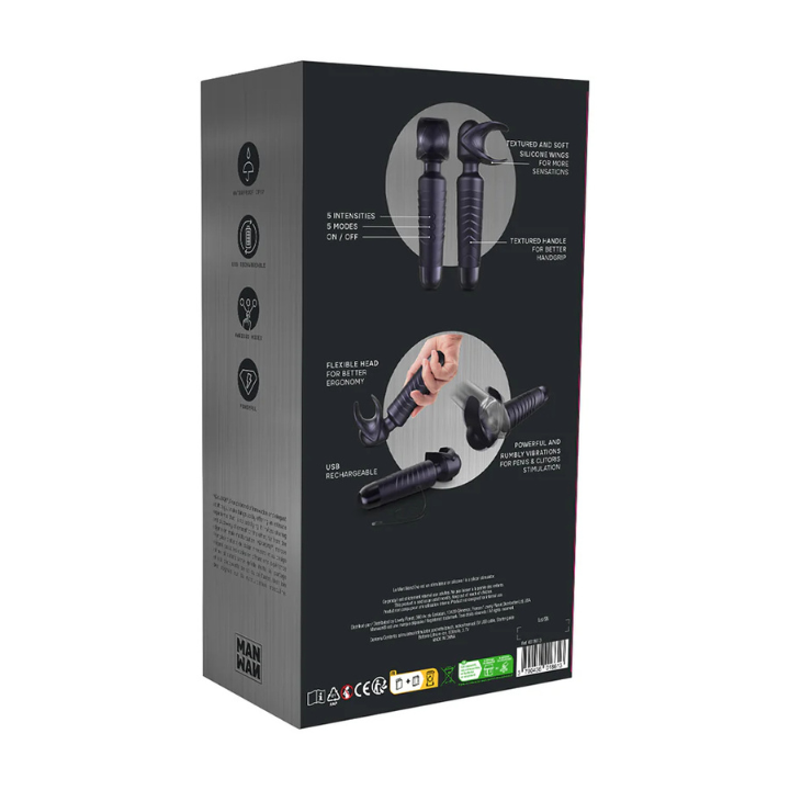 MAN WAND Evo 2-in-1 Wand & Frenulum Stimulator - Crescendo Black Plum