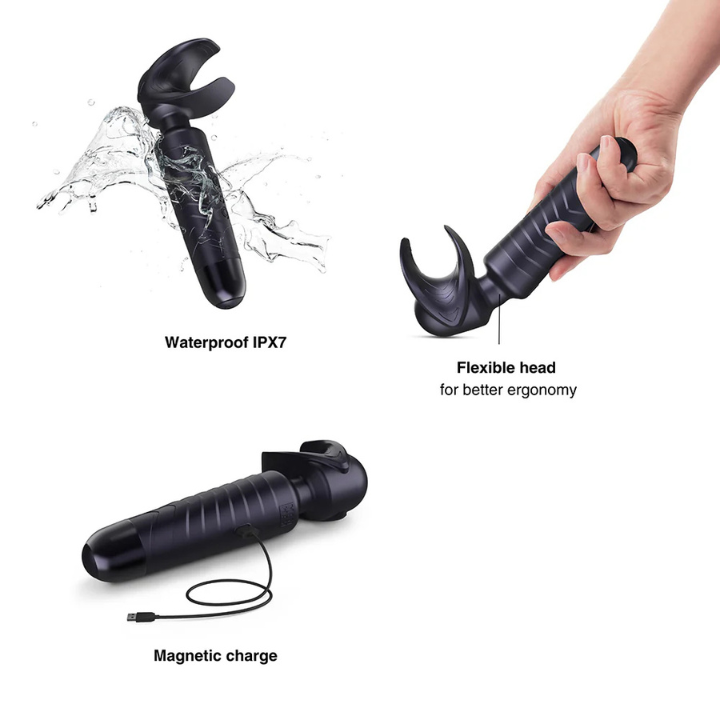MAN WAND Evo 2-in-1 Wand & Frenulum Stimulator - Crescendo Black Plum