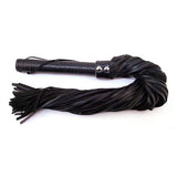 Flogger With Leather Handle & Stripes Black