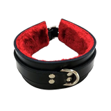 Fur Collar Black/Red Leather