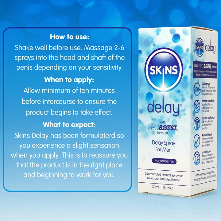 Skins Natural Delay Spray 30ml (Fragrance Free)