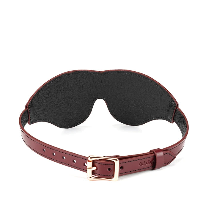 Wine Red - Leather Blindfold with Rose Gold Buckle