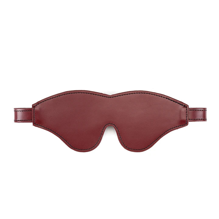 Wine Red - Leather Blindfold with Rose Gold Buckle